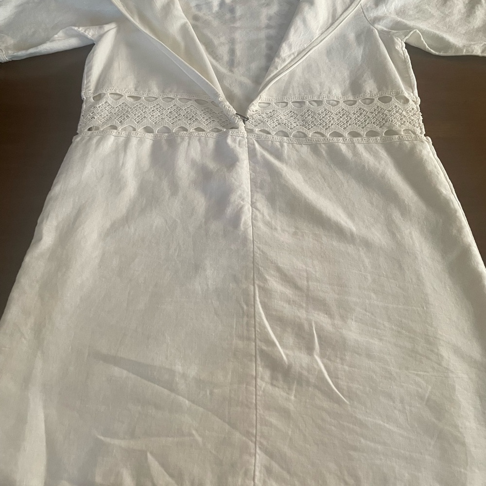 Ann Taylor White 100% linen Crochet Eyelet dress.New without tag. - Picture 4 of 10